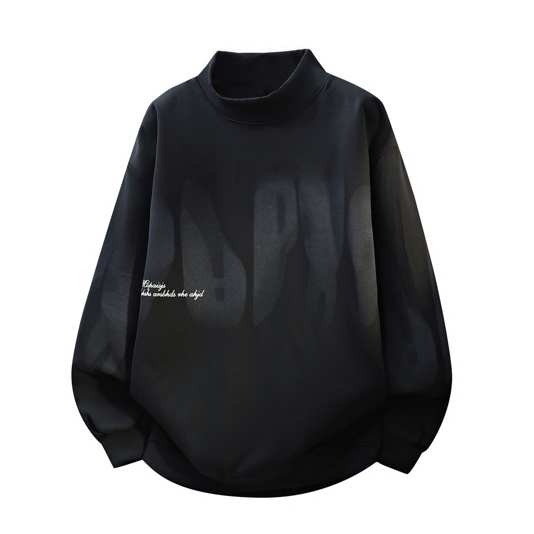 Unisex Oversize-Rundhals-Sweatshirt mit Stehkragen, abstraktem Print & gerippten Bündchen Drune