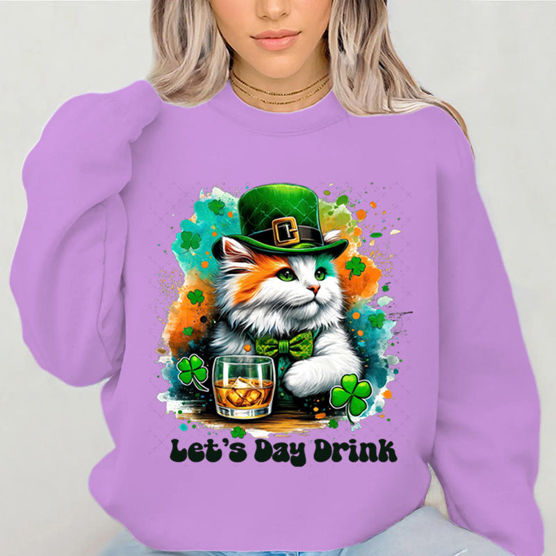 Damen Sweatshirt mit lustigem Katzenmotiv und inspirierendem Schriftzug Drune