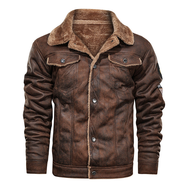 Herren nan gefütterte Lammfelloptik Jeansjacke mit Teddyfutter und Druckknopfleiste Drune
