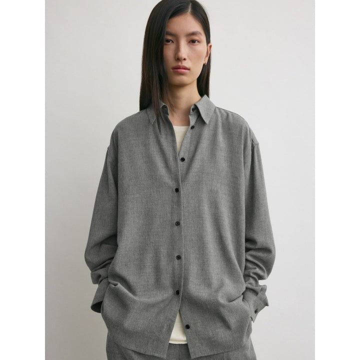 Damen Oversized Hemdbluse mit modernem Schnitt und lässigen Details Drune