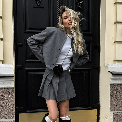 Damen Modischer Cropped Blazer mit klassischen Schultern Drune
