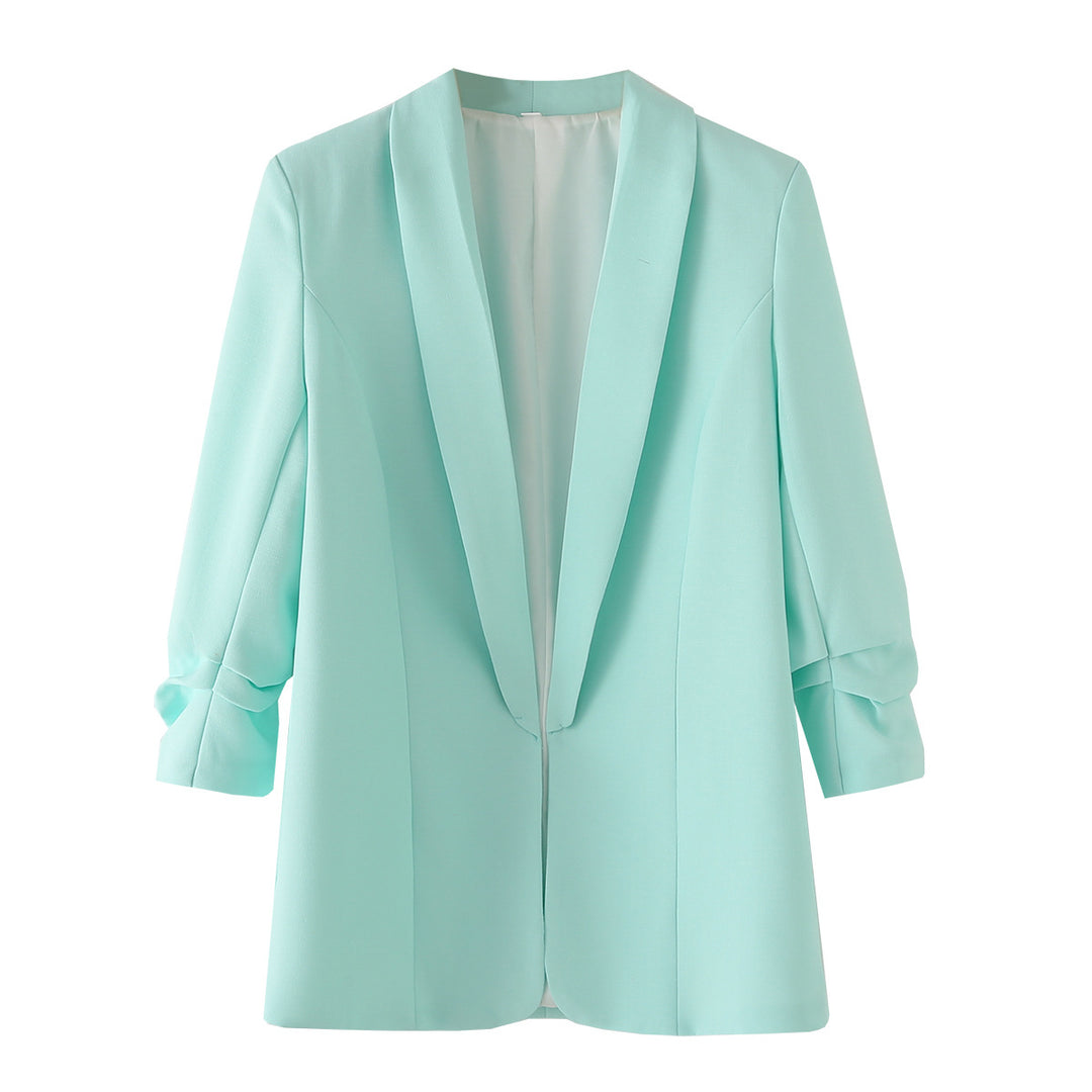 Damen nan langer unstrukturierter Blazer mit Schalkragen und krempelbaren Ärmeln Drune