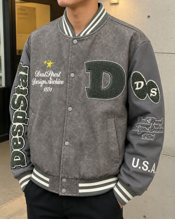 Herren Modische Bomberjacke mit gesticktem Design Drune