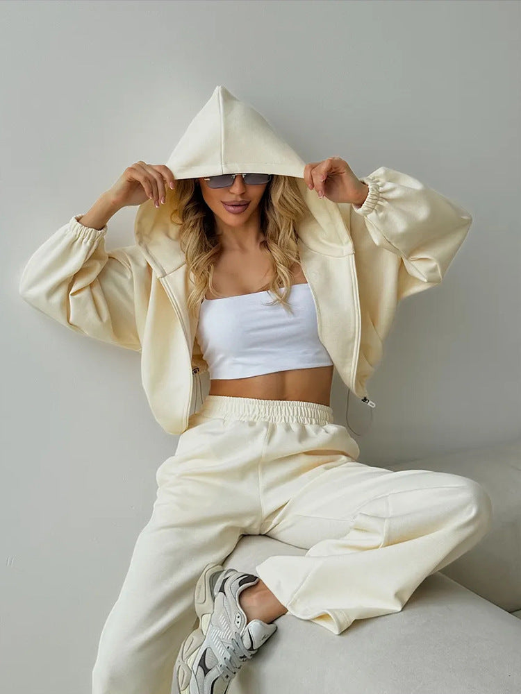 Damen lässiges Lounge-Set mit Hoodie und weiten Hosen Drune