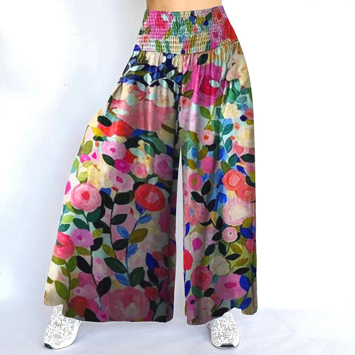 Damen Palazzo-Hosen mit hohem gesmoktem Bund und extrabreitem Bein Schnitt Drune