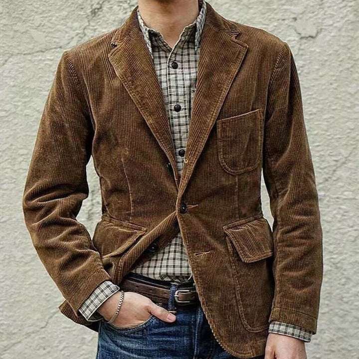 Herren Kordweste im Vintage-Stil mit aufgesetzten Taschen und Knopfverschluss Drune