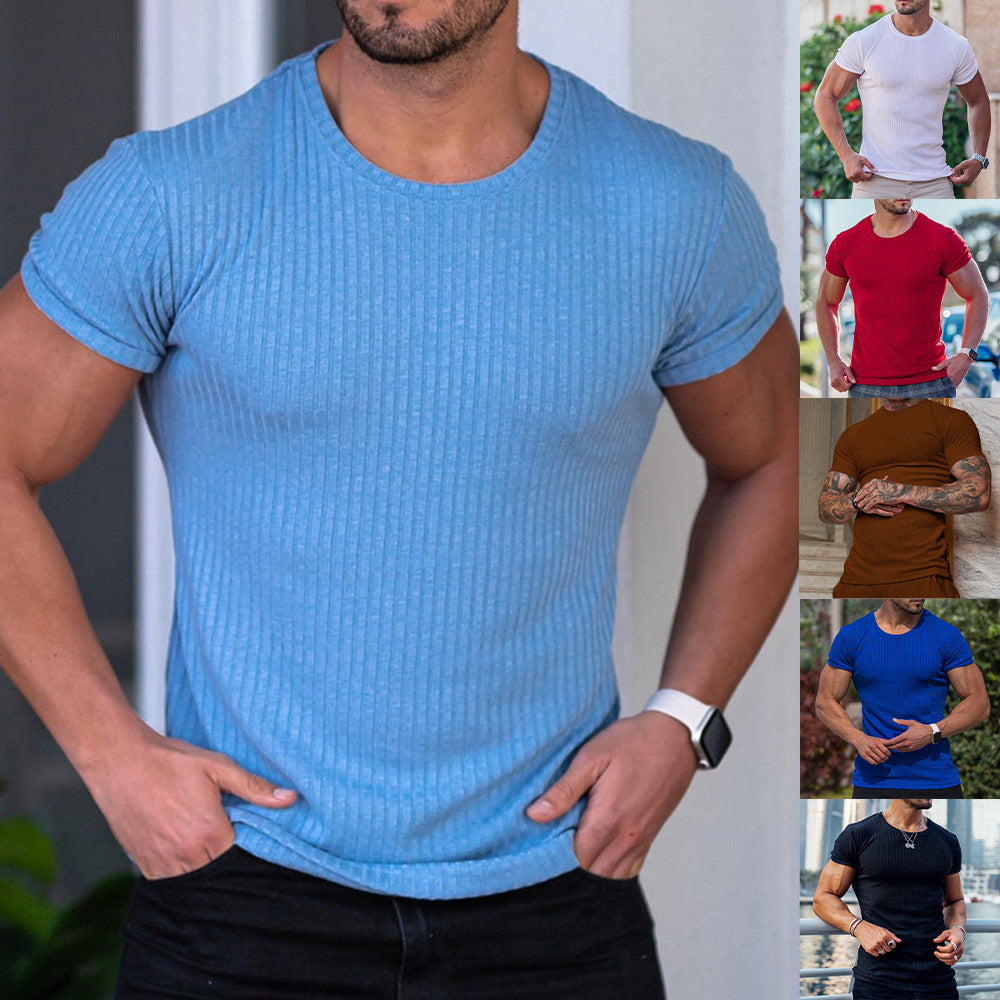 Herren figurbetontes Kurzarmshirt mit Rippstruktur Drune