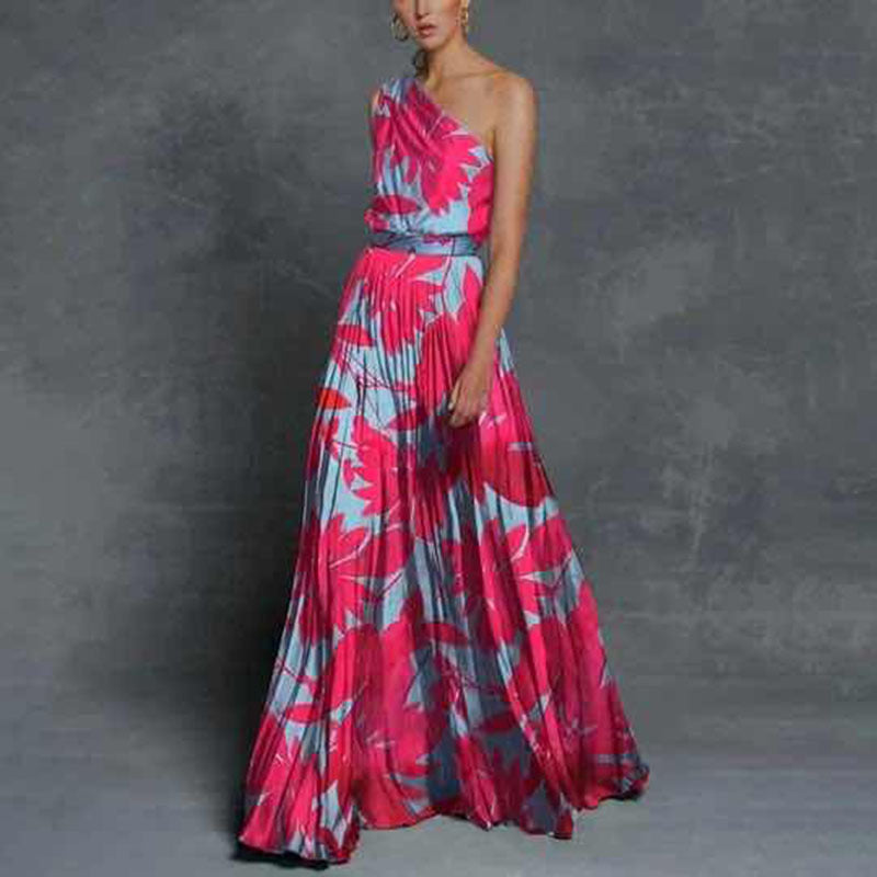 Damen Maxikleid mit asymmetrischem Schnitt und floralem Print Drune