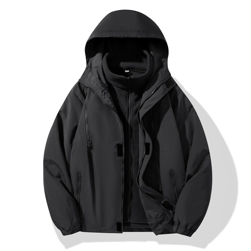 Herren zweiteiliger Regen- und Thermojacke mit abnehmbarer Fleece-Innenjacke und winddichter Membran Drune
