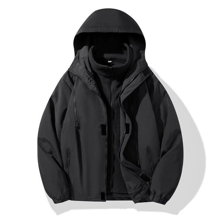 Herren zweiteiliger Regen- und Thermojacke mit abnehmbarer Fleece-Innenjacke und winddichter Membran Drune