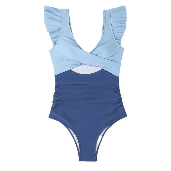 Damen Einteiliger Badeanzug mit voluminösen Rüschen und effektvollem Wickeldesign Drune
