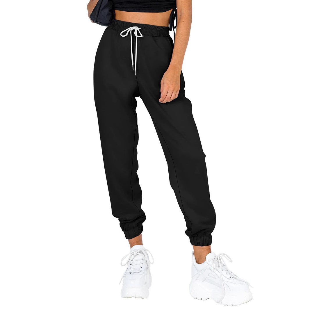 Damen bequeme Sweatpants mit elastischem Bund und Taschen Drune