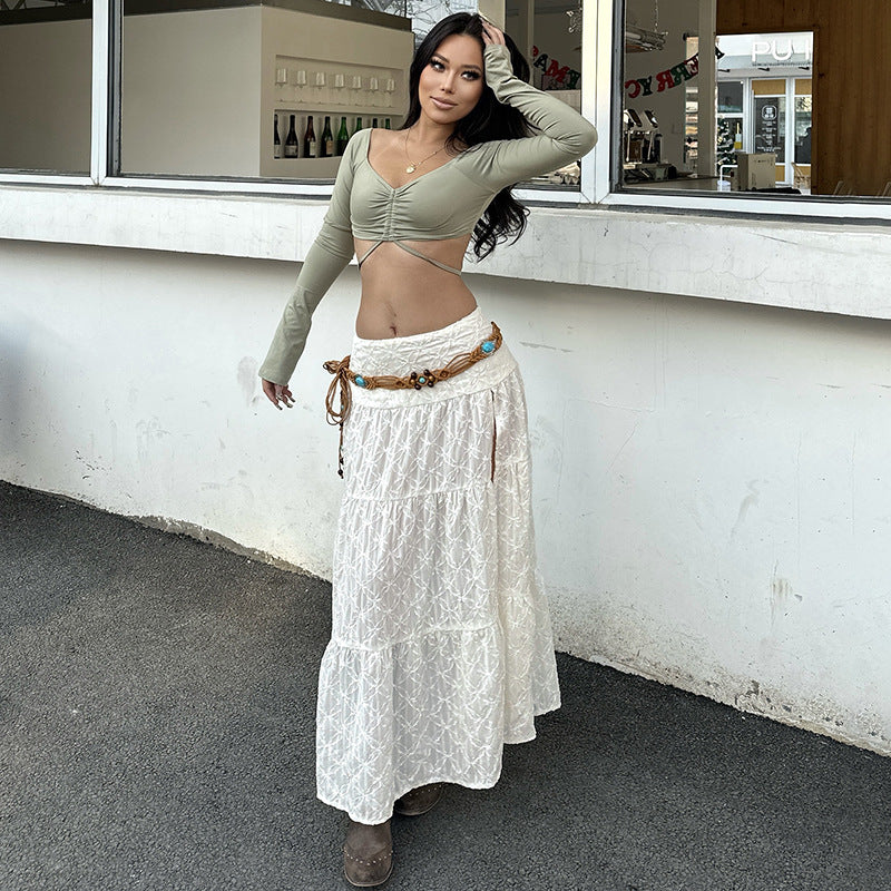Damen eleganter Spitzen-Midirock mit asymmetrischem Schnitt Drune