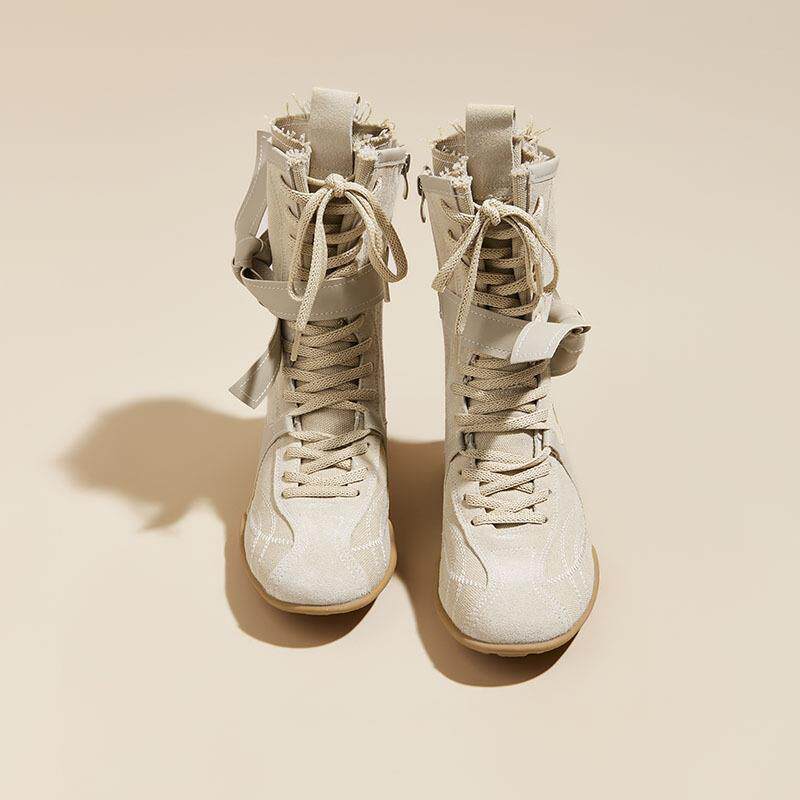 Damen Modische und Bequeme Schnürstiefel Drune