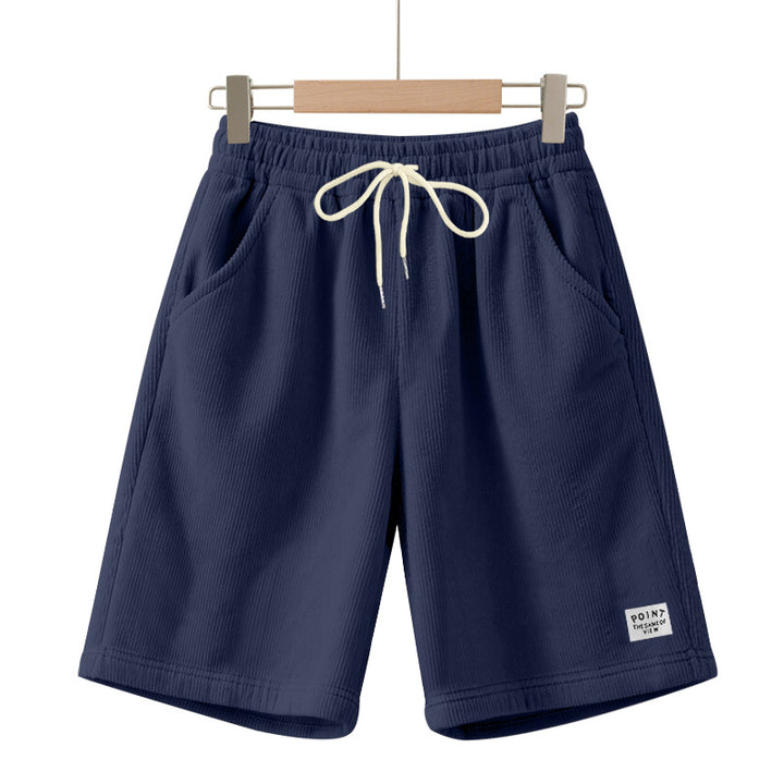 Herren nan knielange Lounge-Shorts im Rippenstrukturjersey mit elastischem Kordelzugbund und aufgesetzten Eingrifftaschen Drune
