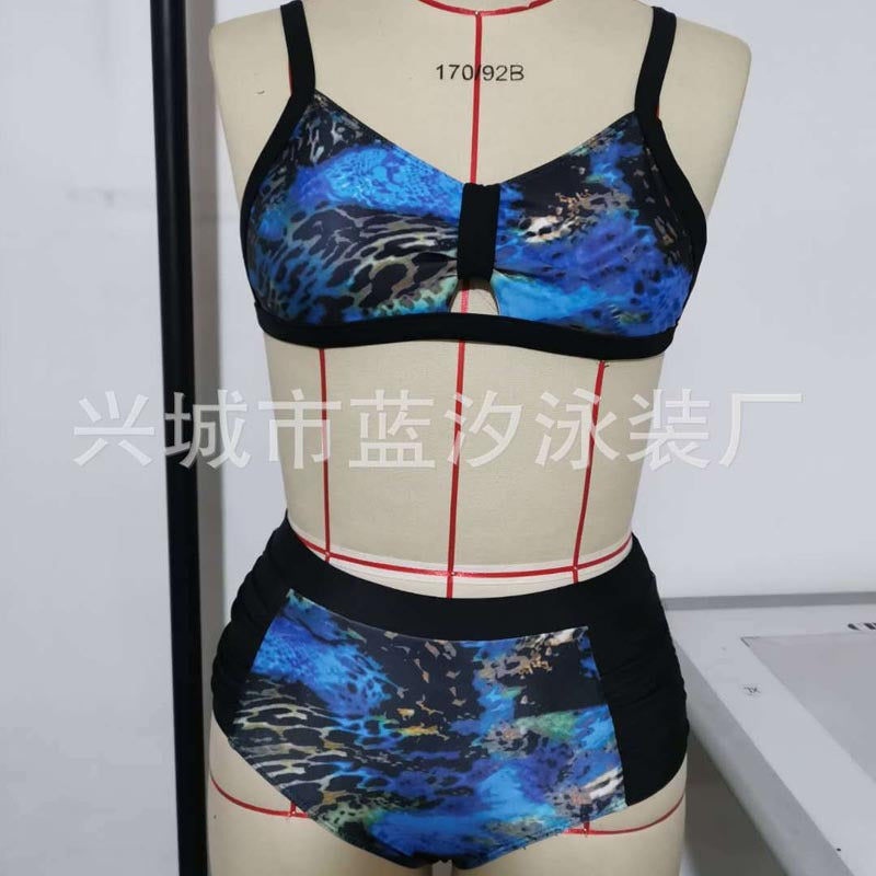 Damen Hochtailliertes Bikini-Set mit gepolstertem Oberteil und modischem Punktdesign Drune