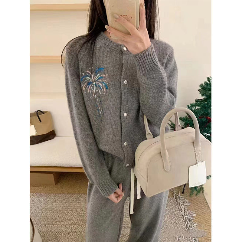 Damen Strickjacke mit kunstvollem Motiv Drune