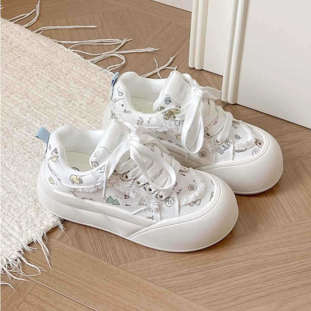 Damen Modische Freizeitsneaker mit floralem Design und komfortabler Sohle Drune