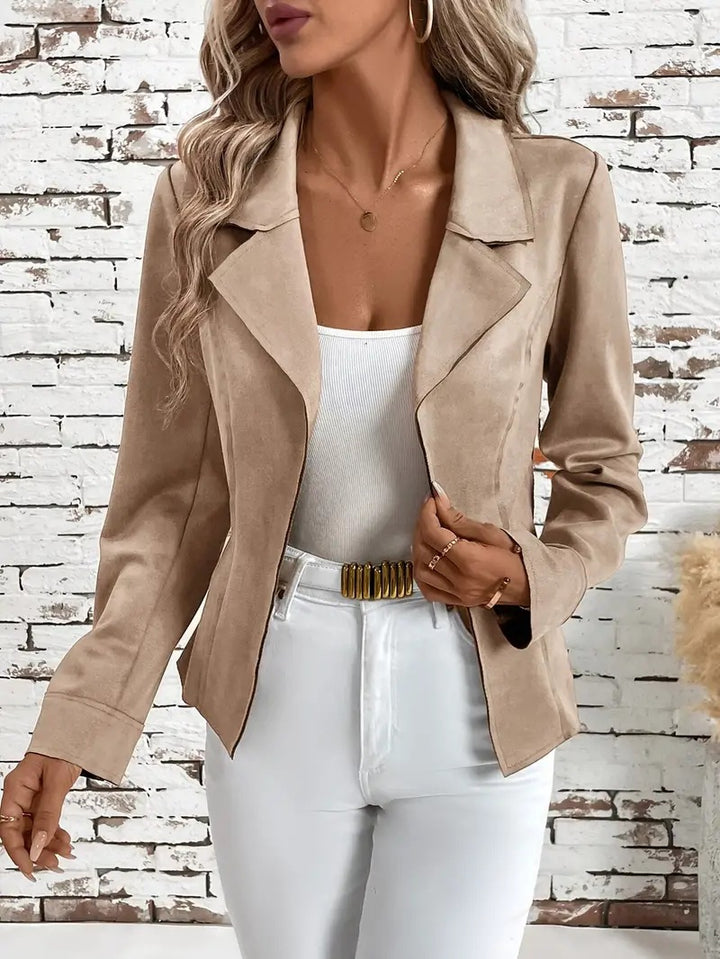 Damen elegante Wildlederjacke mit modernem Schnitt Drune