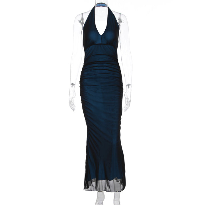 Damen Elegantes Maxikleid mit tiefem V-Ausschnitt und taillierendem Schnitt Drune