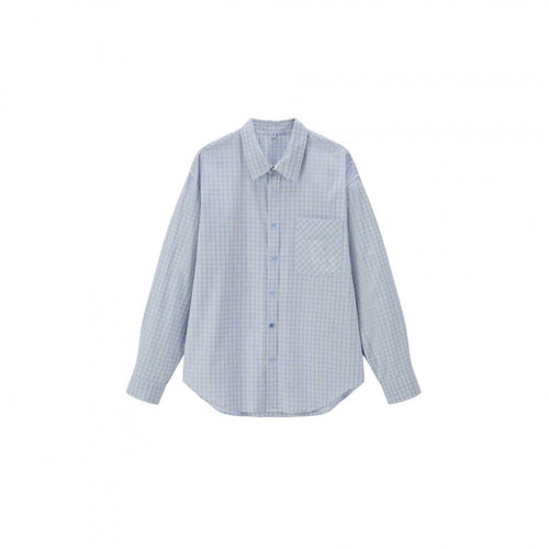 Unisex Weitgeschnittenes kariertes Overshirt mit aufgesetzter Brusttasche und abgerundetem Saum Drune