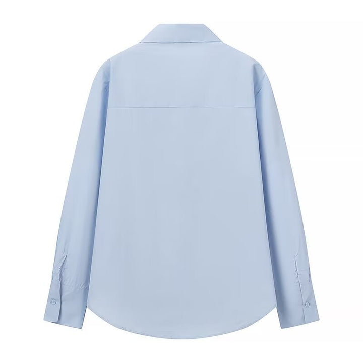 Damen Rüschen-Hemdbluse mit Kentkragen und lockerer Passform Drune