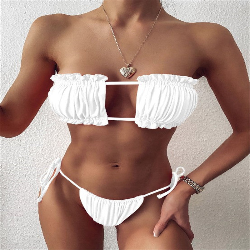 Damen Bandeau-Bikini mit voluminösen Rüschendetails Drune