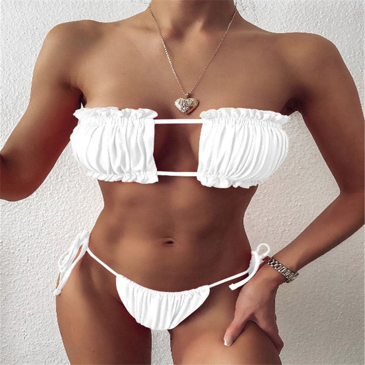 Damen Bandeau-Bikini mit voluminösen Rüschendetails Drune