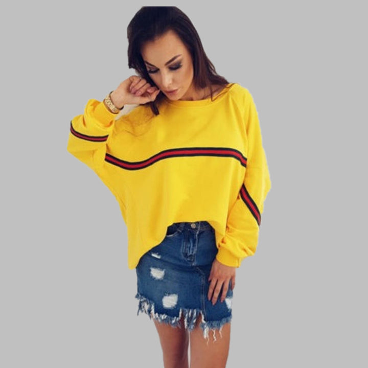 Damen Oversized Sweatshirt mit farbigen Streifen Drune