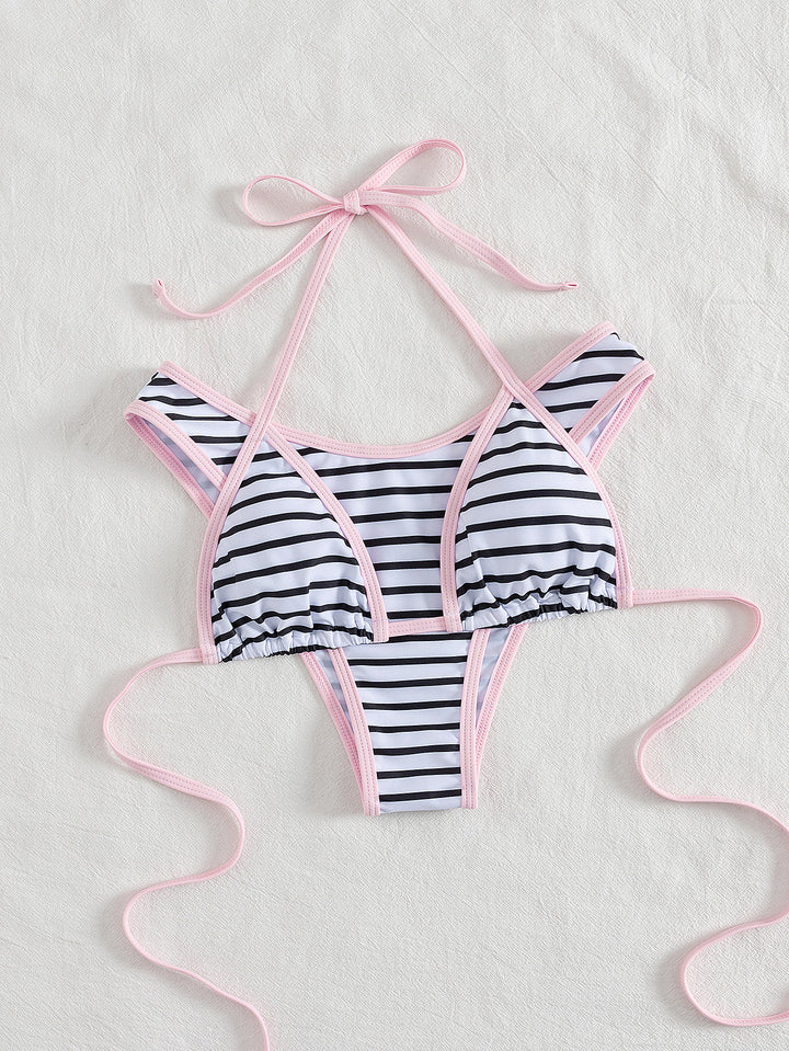 Damen Sportliches Bikini-Top mit Hochwertigem Streifen-Design Drune