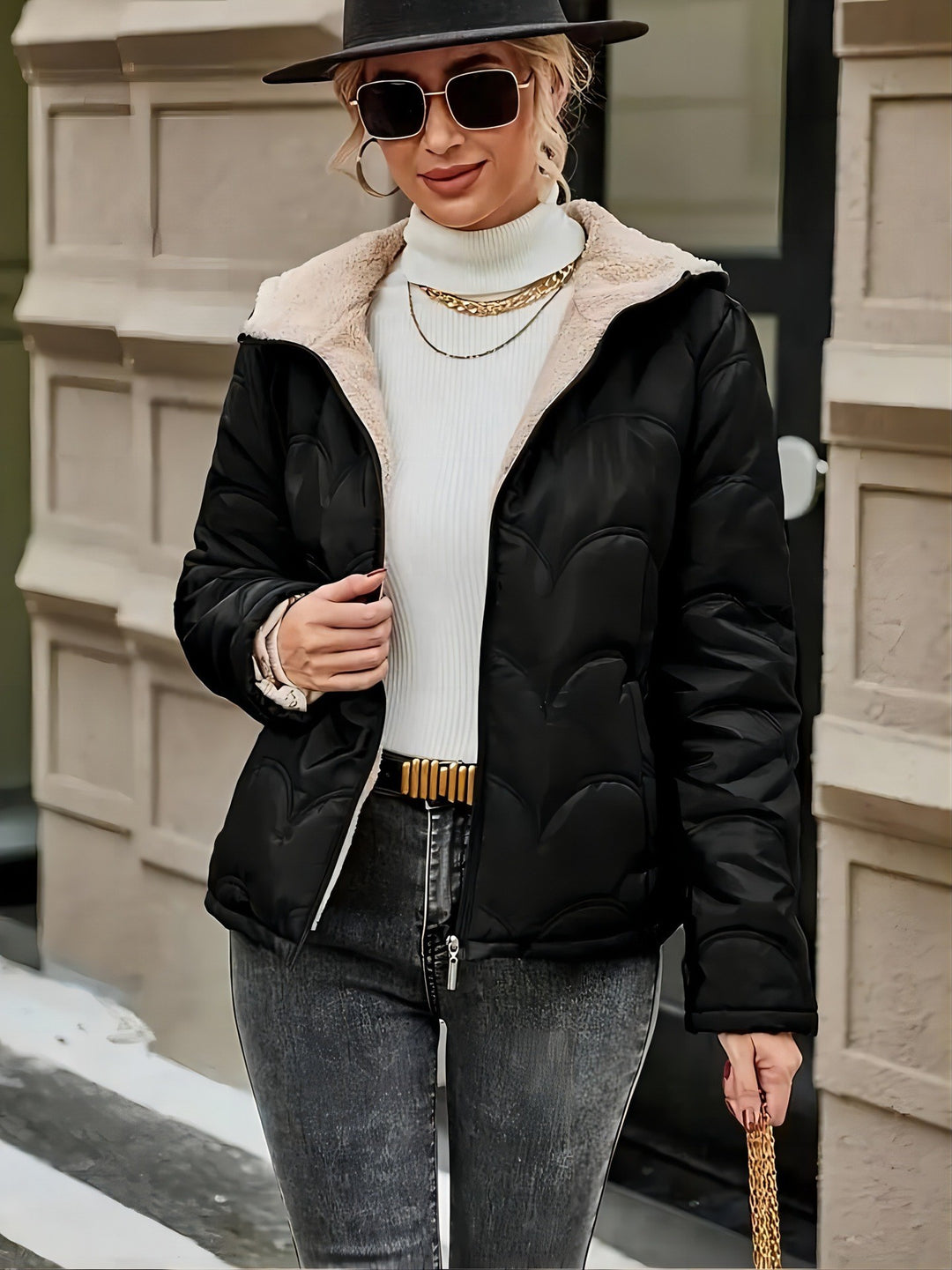Damen platzsparende und warme Winterjacke Drune