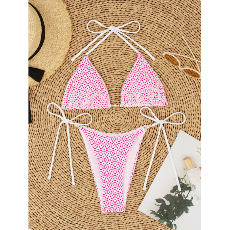 Damen Triangelbikini mit raffinierten Schleifen und modischem Punktmuster Drune