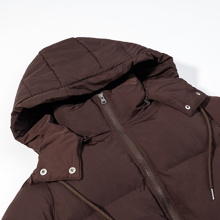 Damen nan wattierte Steppjacke mit Kapuze, Tunnelzugtaillierung und Zweiwege-Reißverschluss Drune