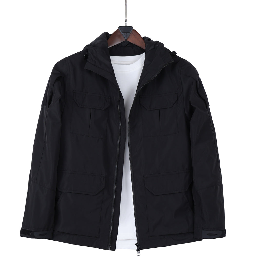 Herren  Kapuzen-Feldjacke mit Mehrfach-Taschen-Utility und Zwei-Wege-Reißverschluss Drune