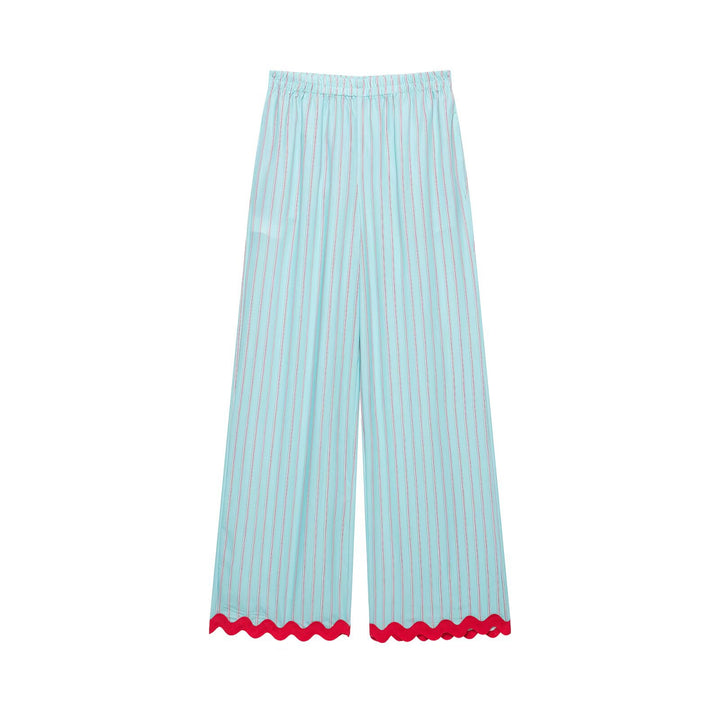Damen weite Pyjamahose mit elastischem Bund und gewelltem Saum Drune