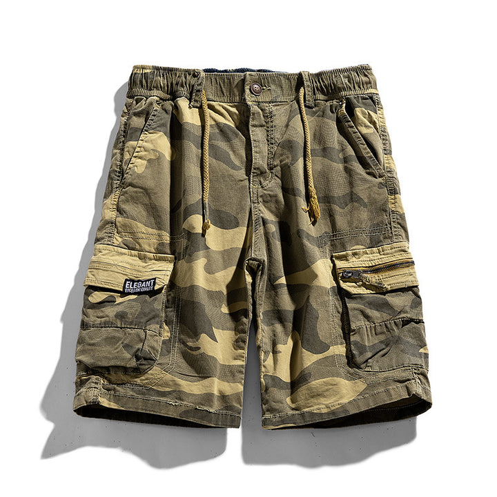 Herren Camouflage-Cargo-Shorts mit elastischem Tunnelzugbund und Multifachtaschen Drune