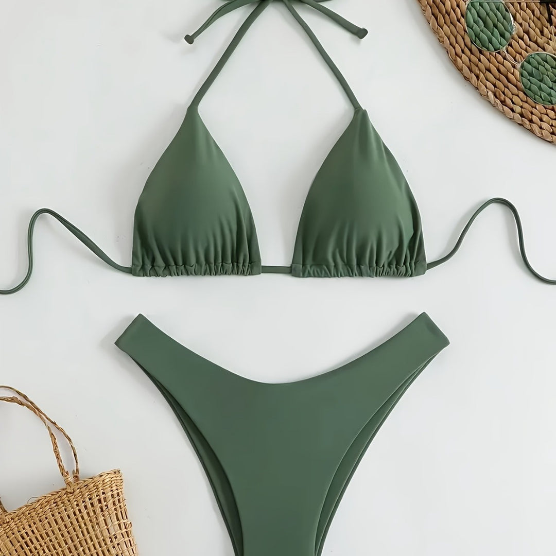Damen Triangel-Bikini-Set mit gerafftem Design Drune