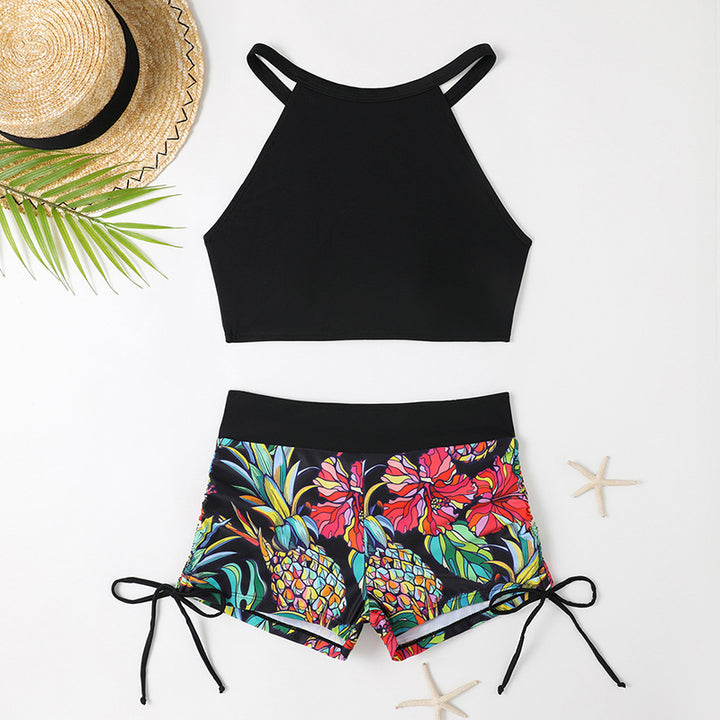 Damen Sportliches Bikini-Set mit anpassbarem Oberteil und bunten Shorts Drune