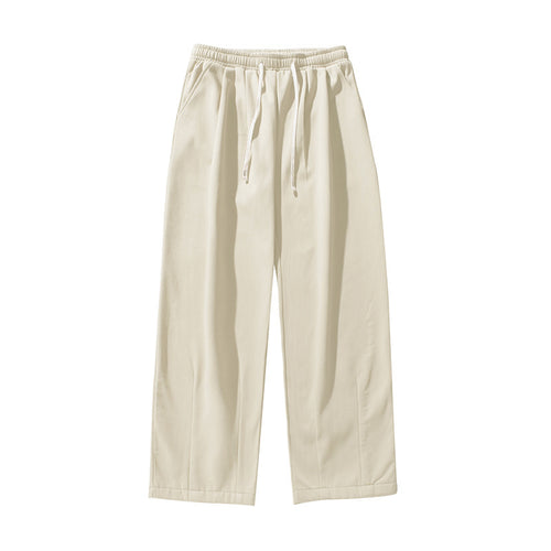 Damen Weite Baumwoll-Mix-Hose mit elastischem Bund, Tunnelzug und geradem Bein Drune