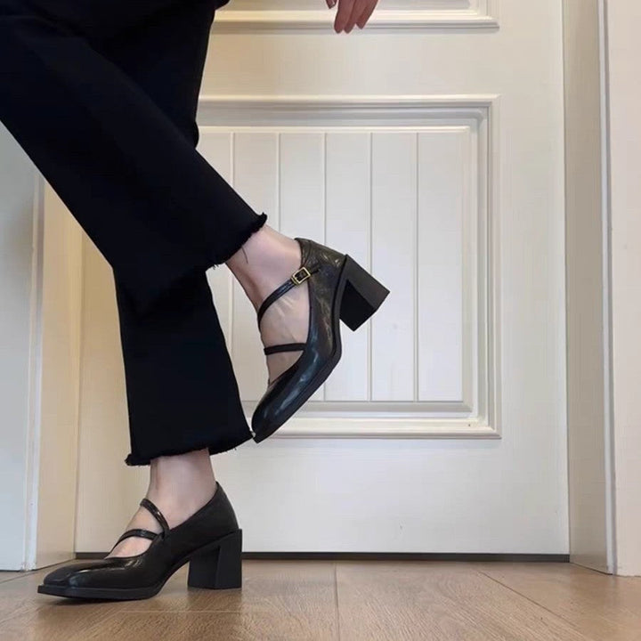 Damen elegante Mary Jane Pumps mit modischem Riemchen-Design Drune