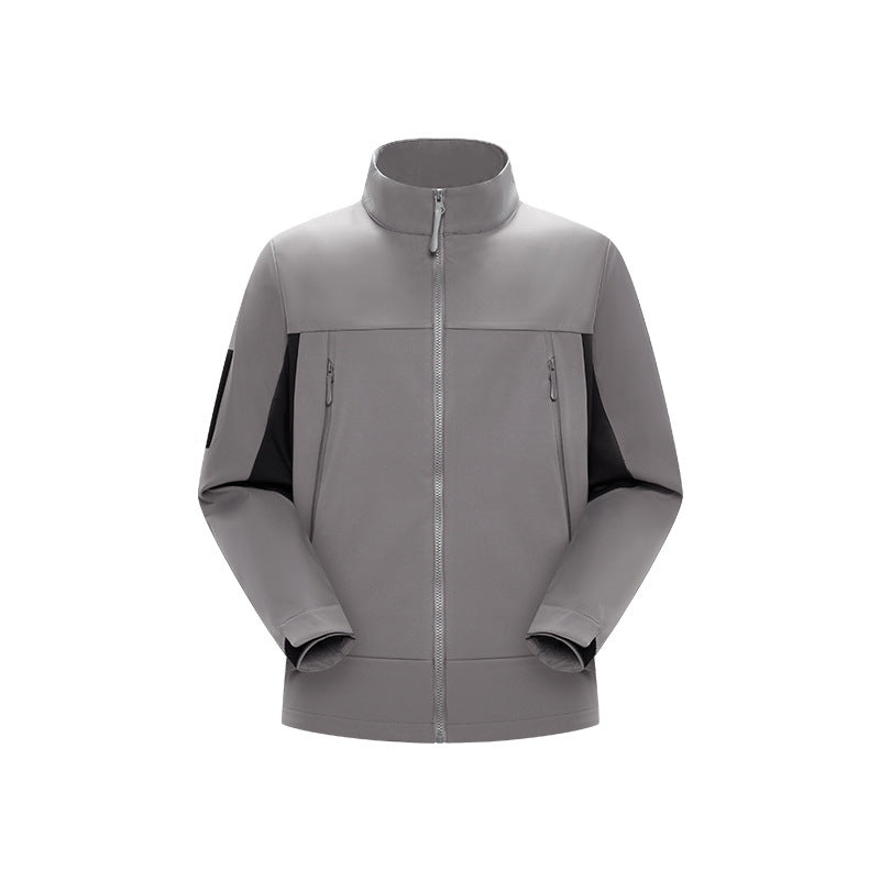 Herren Hybrid-Softshelljacke im Urban-Tech-Look mit hohem Stehkragen und verdecktem Reißverschluss Drune