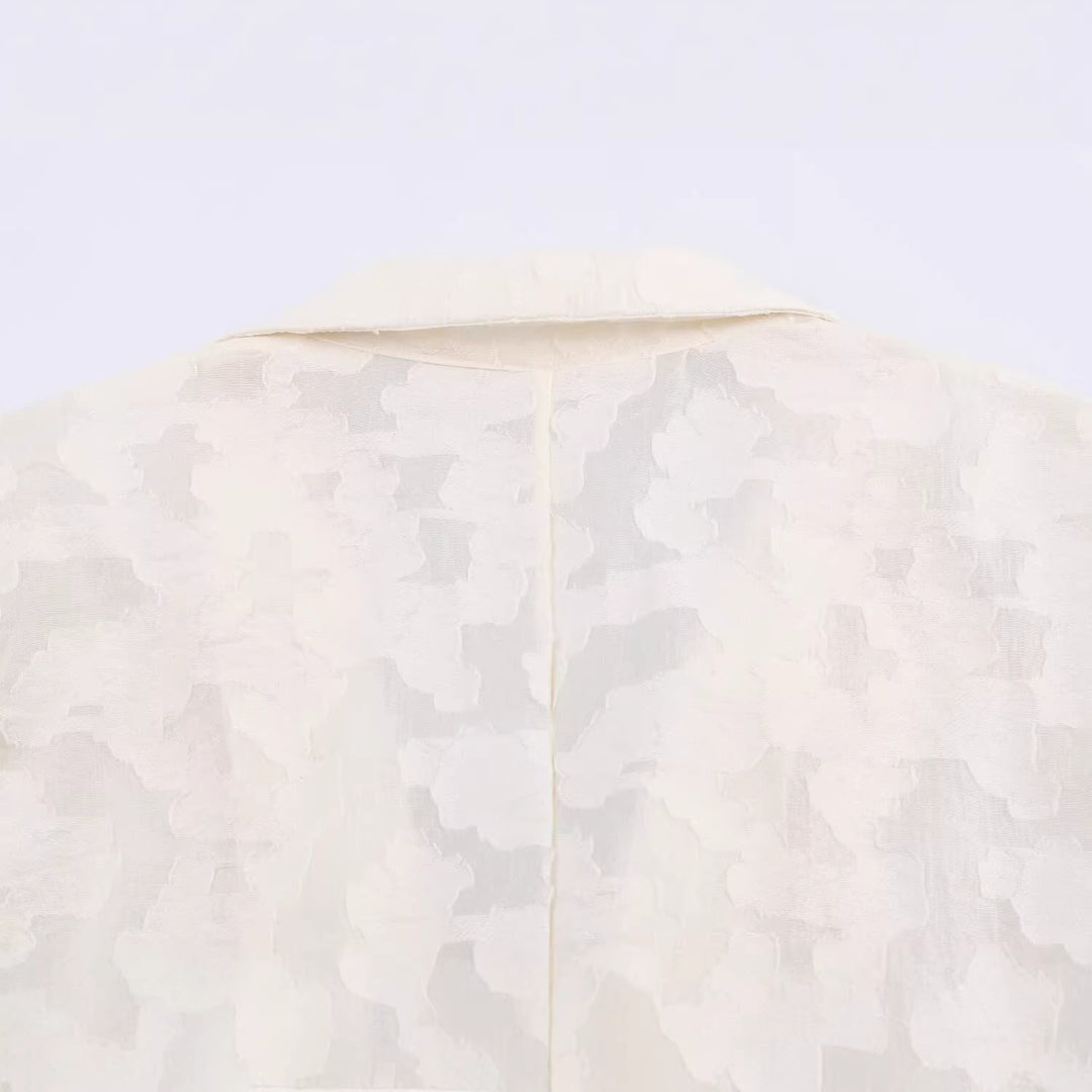 Damen Jacquard-Blazer mit floralem Relief und zierknopfbesatz Drune