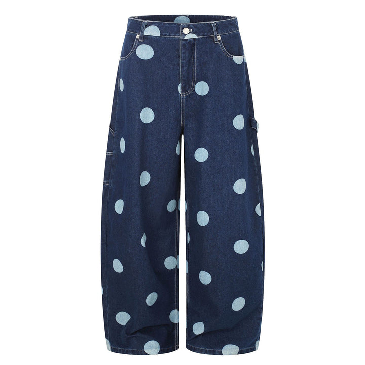 Damen Hochtaillierte Culotte-Jeans mit weitem Bein und Punktmuster Drune