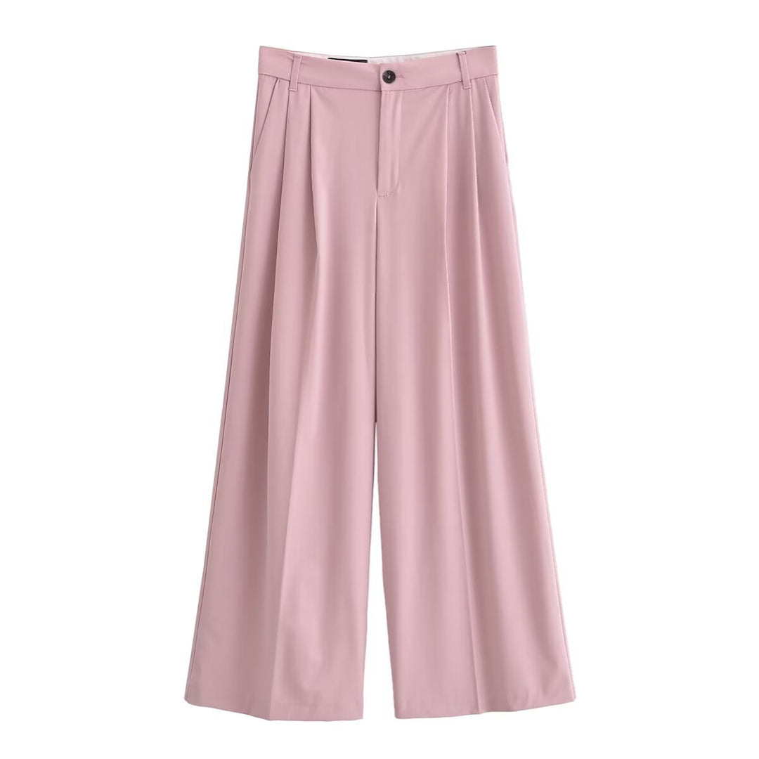 Damen elegante weite Hosen mit hoher Taille und Faltenwurf Drune