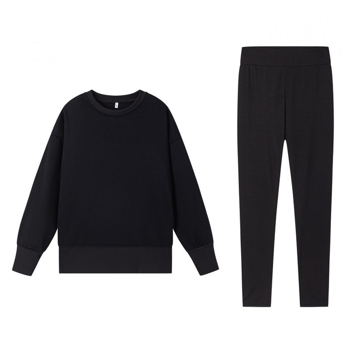 Damen gemütliches Sportset mit lockerem Sweatshirt und enganliegenden Leggings Drune