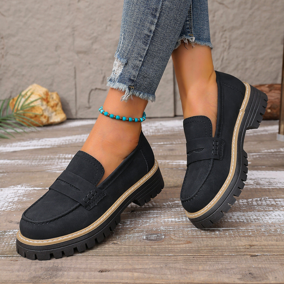 Damen Chunky-Loafer mit profilierter Gummilaufsohle und klassischem Penny-Riemen Drune