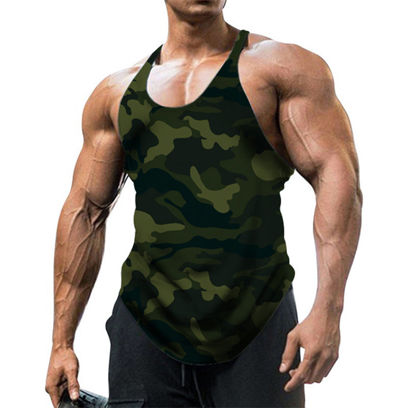 Herren ärmelloses Fitnessshirt im modernen Camouflage-Design Drune