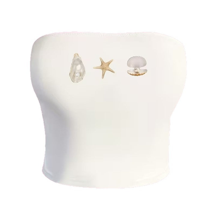 Damen Bandeau-Top im maritimen Design mit muschelförmigen Motiven Drune
