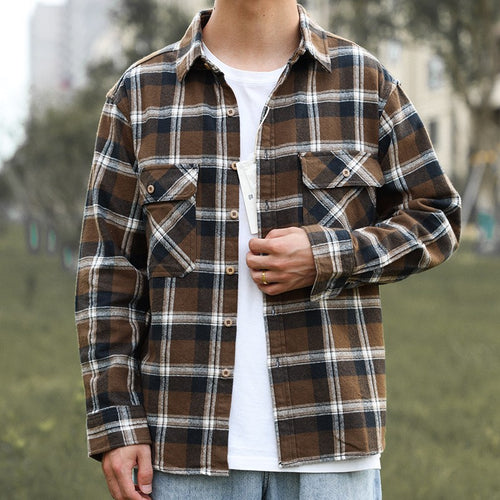 Herren Karo-Hemdjacke mit zwei Brusttaschen Drune