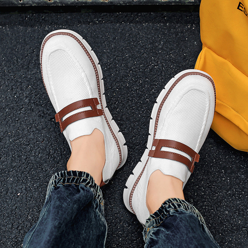 Damen Elastischer Strick‑Mokassin‑Sneaker mit dämpfender EVA‑Sohle und Zierriemen Drune
